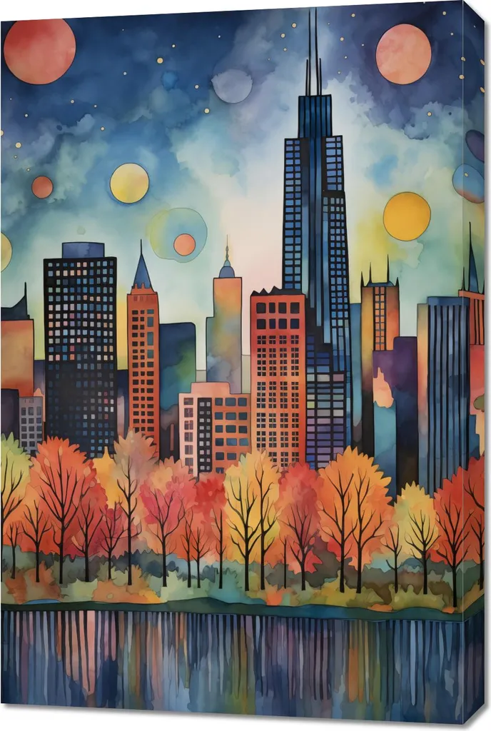 Offerta Quadro 60x90 Panorama Città | Telaio Legno Pronto Uso