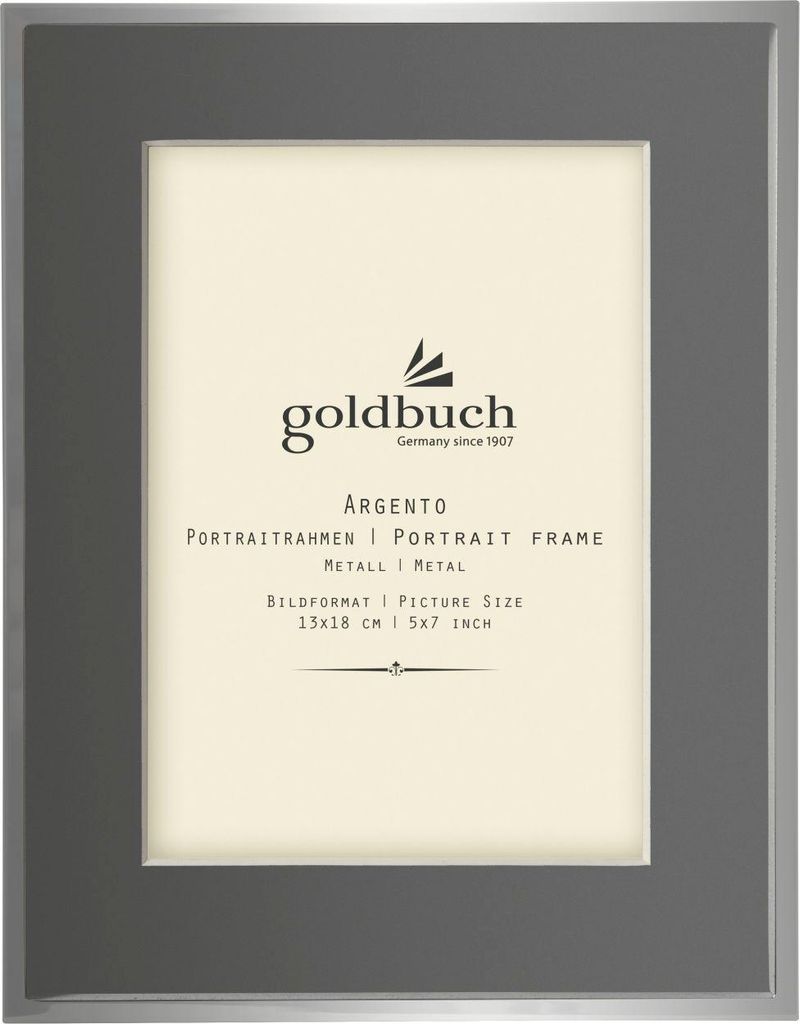 Goldbuch-Fotorahmen aus Metall, Modell Argento, 13 x 18 cm, mit grauem Passepartout