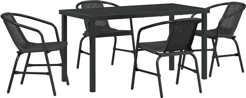 Garten Essgruppe 5 pcs Schwarz Pulverbeschichteter Stahl
