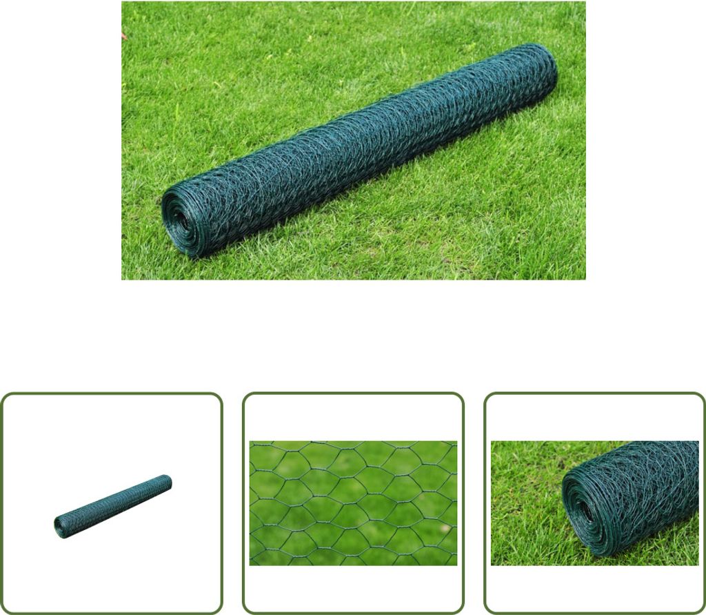 The Living Store Drahtzaun mit PVC-Beschichtung 25x0,5 m Grün