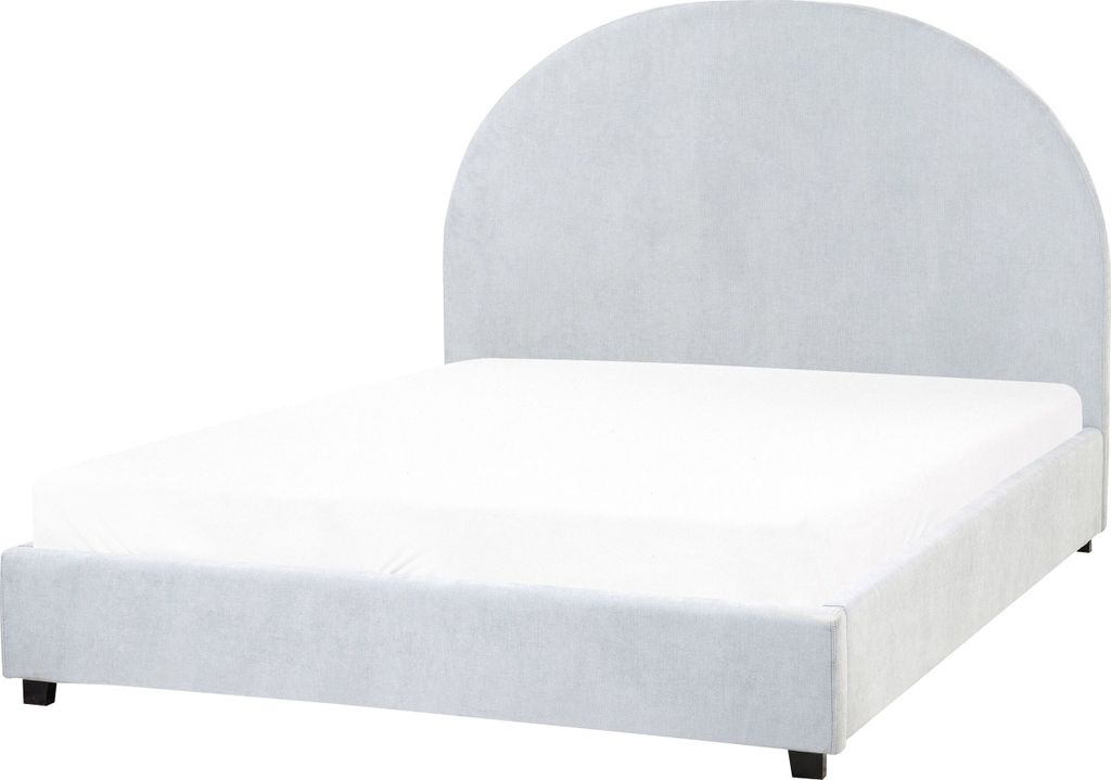 BELIANI Polsterbett Hellblau Chenille Stoff Gepolstert 140 x 200 cm Lattenrost Hohes Kopfteil Klassisch Minimalistisch Schlafzimmer