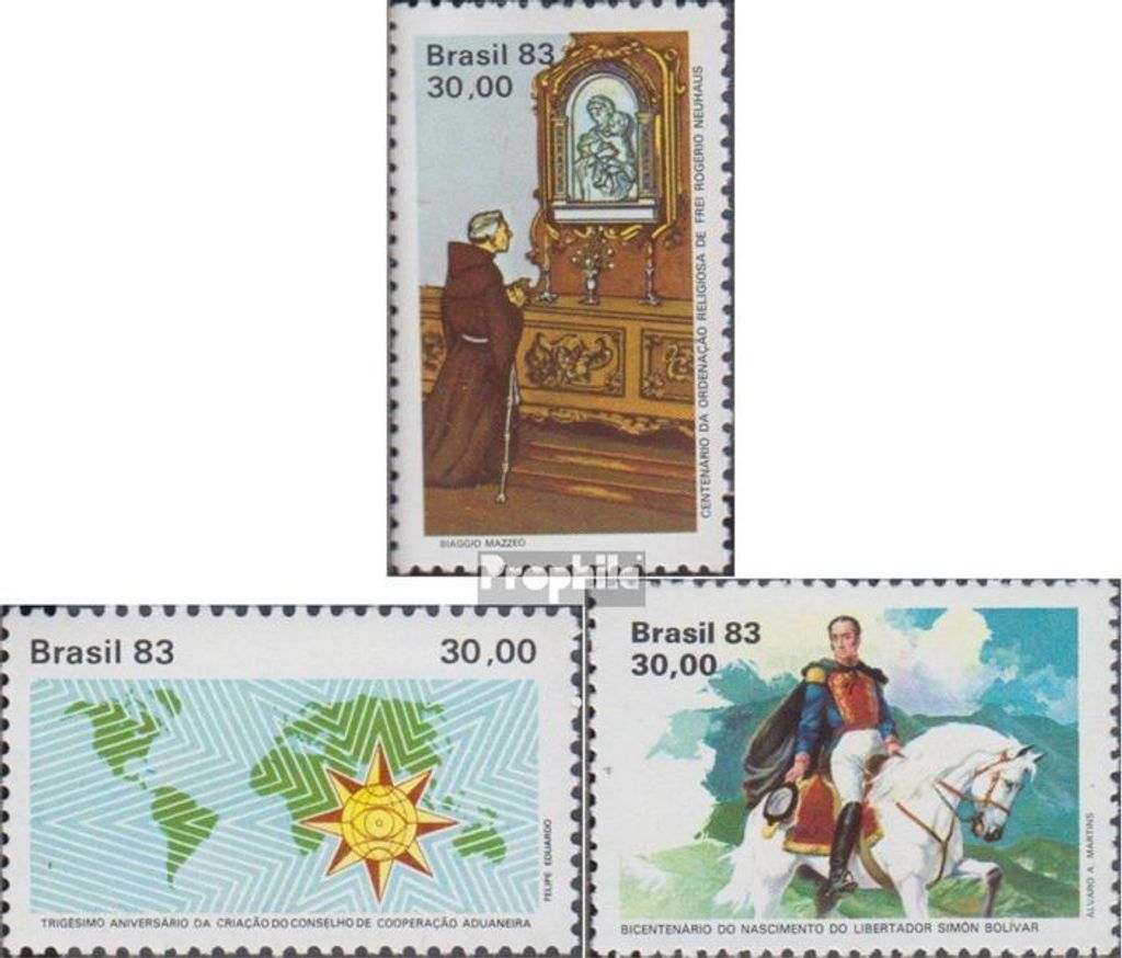 Briefmarken Brasilien 1983 Mi 1961,1962,1976 (kompl.Ausg.) postfrisch Pater Rogerio Neuhaus