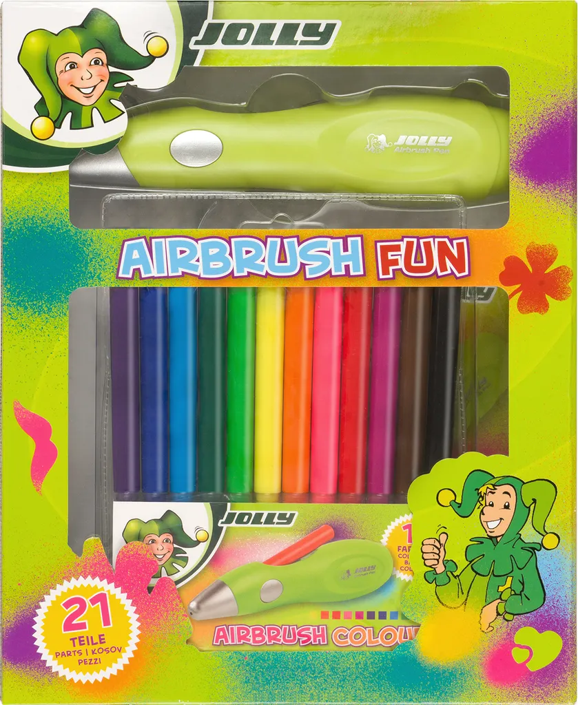 JOLLY Kit aérographe pour enfants couleurs assorties avec 12 feutres