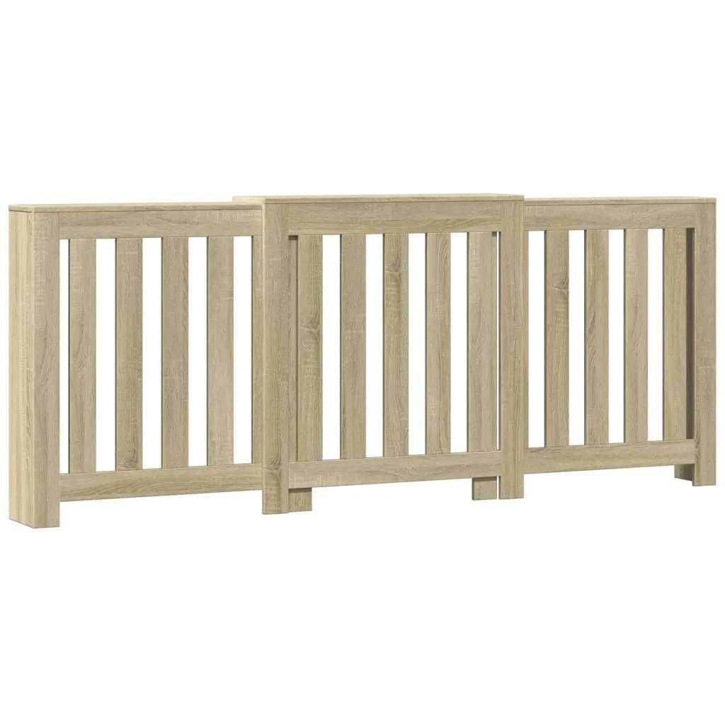 Grand habillage de radiateur chêne Sonoma avec tablette de décoration