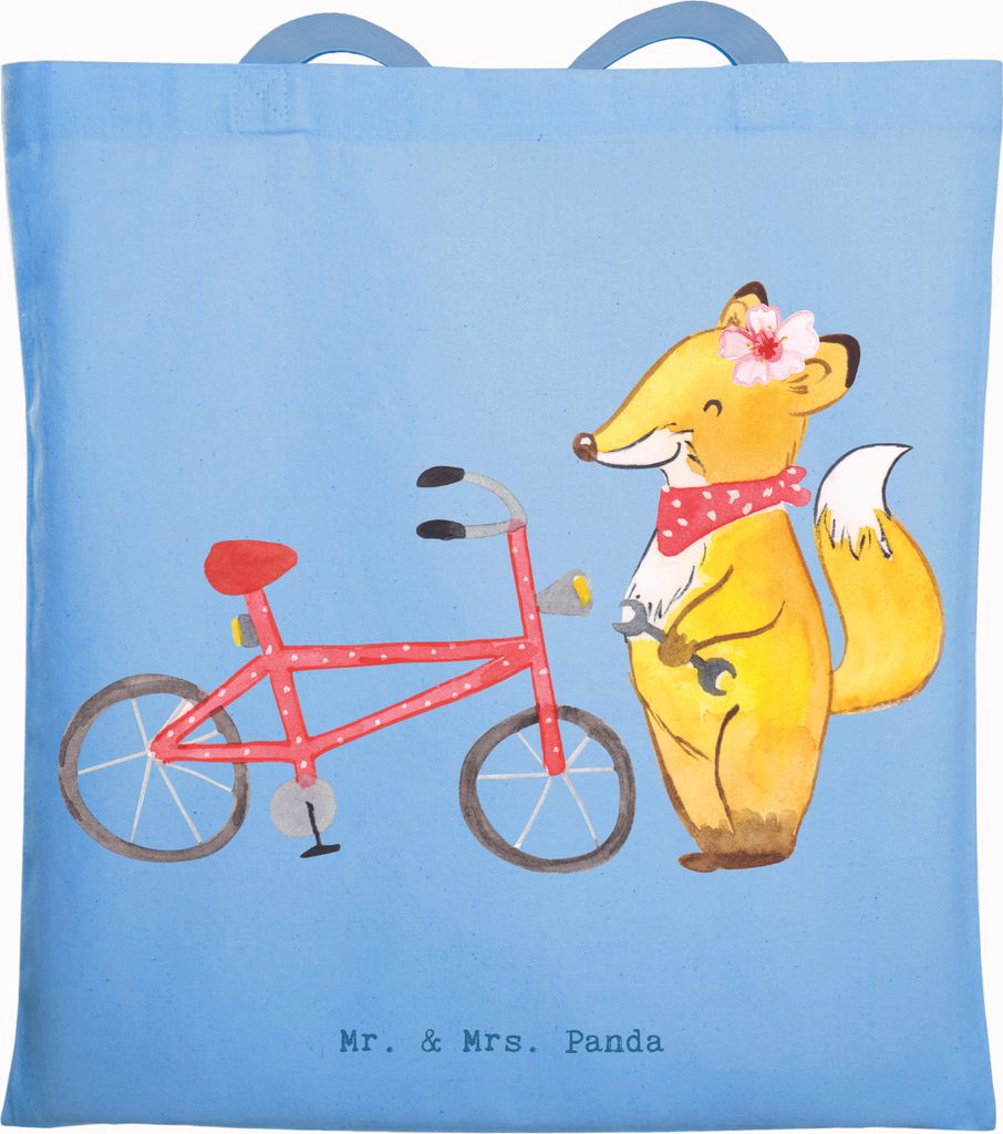 Mr. & Mrs. Panda Tote Bag Zweirad Mechanikerin Herz - Sky Blue - Geschenk, Tasche, umhängetasche baumwolle, Schultasche, Alltagstasche, Shopping