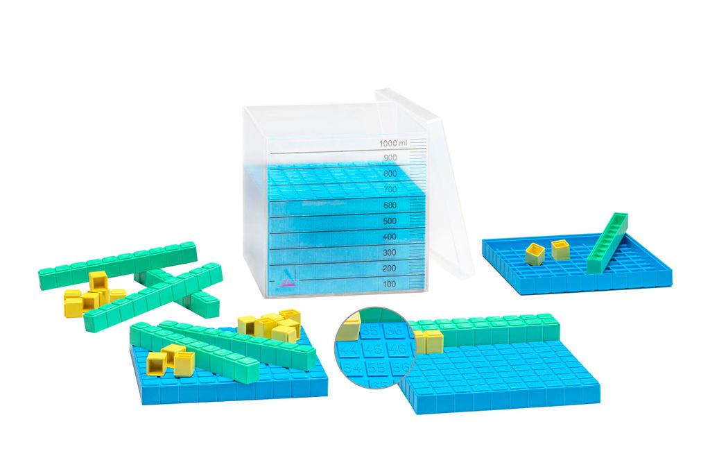 Wissner aktiv lernen Lernspielzeug Kubikdezimeterwürfel 3 Farben, Dezimalrechnen Mathematik, RE-Plastic