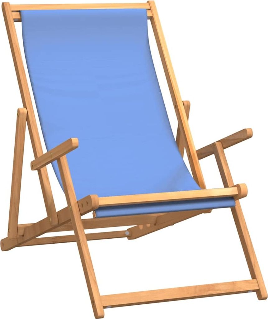 vidaXL Strandstuhl Klappbar Massivholz Teak Blau
