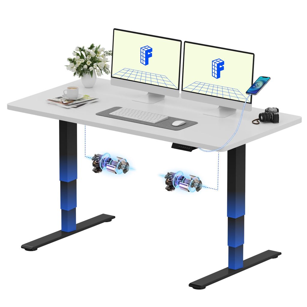 Bureau réglable en hauteur FLEXISPOT E5 140 x 80 cm, double Image du produit 