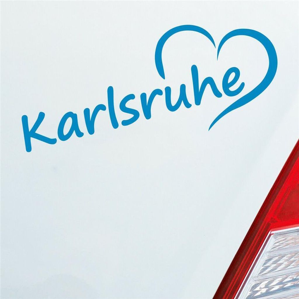 Auto Aufkleber Karlsruhe Herz Stadt City Liebe Love 19,5x8 cm Hellblau Sticker Heckscheibenaufkleber