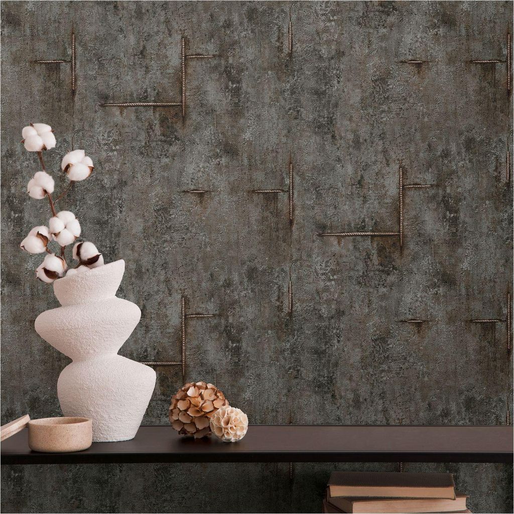 A.S. Creation Vliestapete 10.05 x 0.53 m Livingwalls Beton Tapete Schwarz 790855 Industrial CosmoLiving by Cosmopolitan