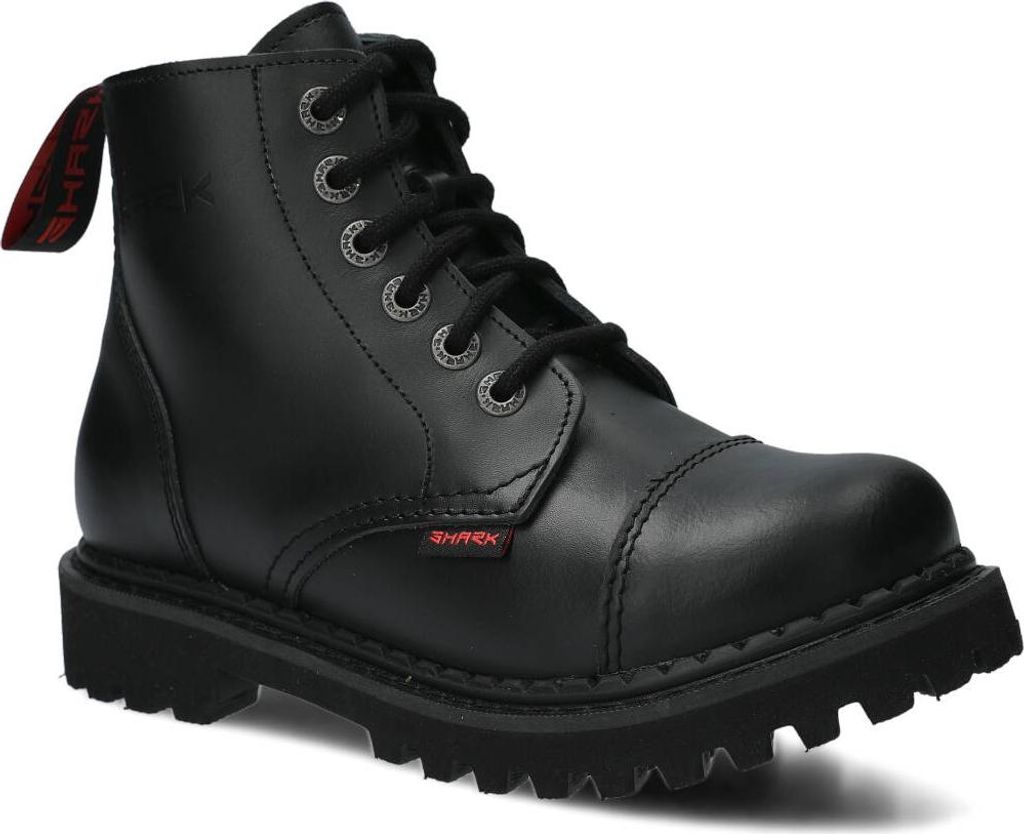 NAGABA Stiefel Damen Herren Springerstiefel 6-Loch - Leder - Schwarz - 41