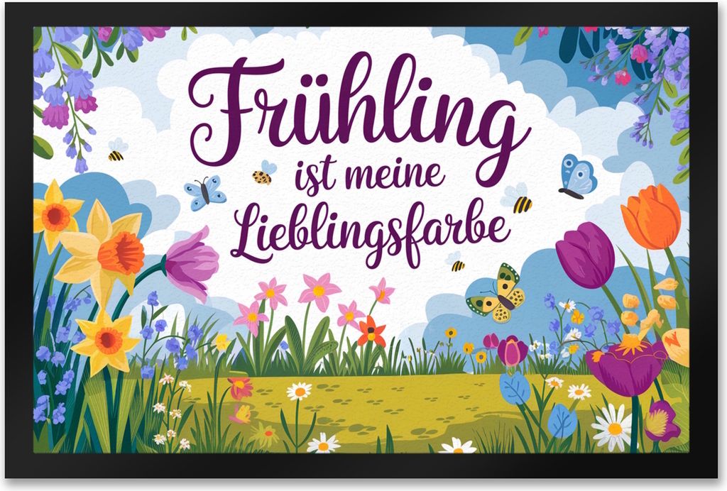 Frühlingswiese Fußmatte XXL in 50x75 cm - Frühling ist meine Lieblingsfarbe