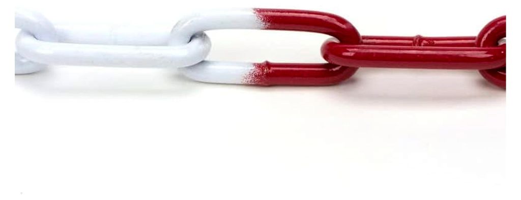 10 Meter Absperrkette aus Stahl Rot/Weiß pulverbeschichtete Stahlkette 4mm Durchmesser Absperrkette aus Metall stabile, witterungsbeständige Absp...