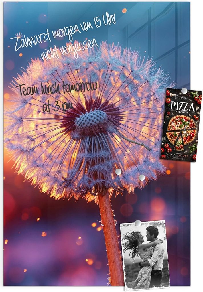 Magnettafel 60x90cm Pinnwand Whiteboard beschreibbar - Pusteblume Sonnenuntergang