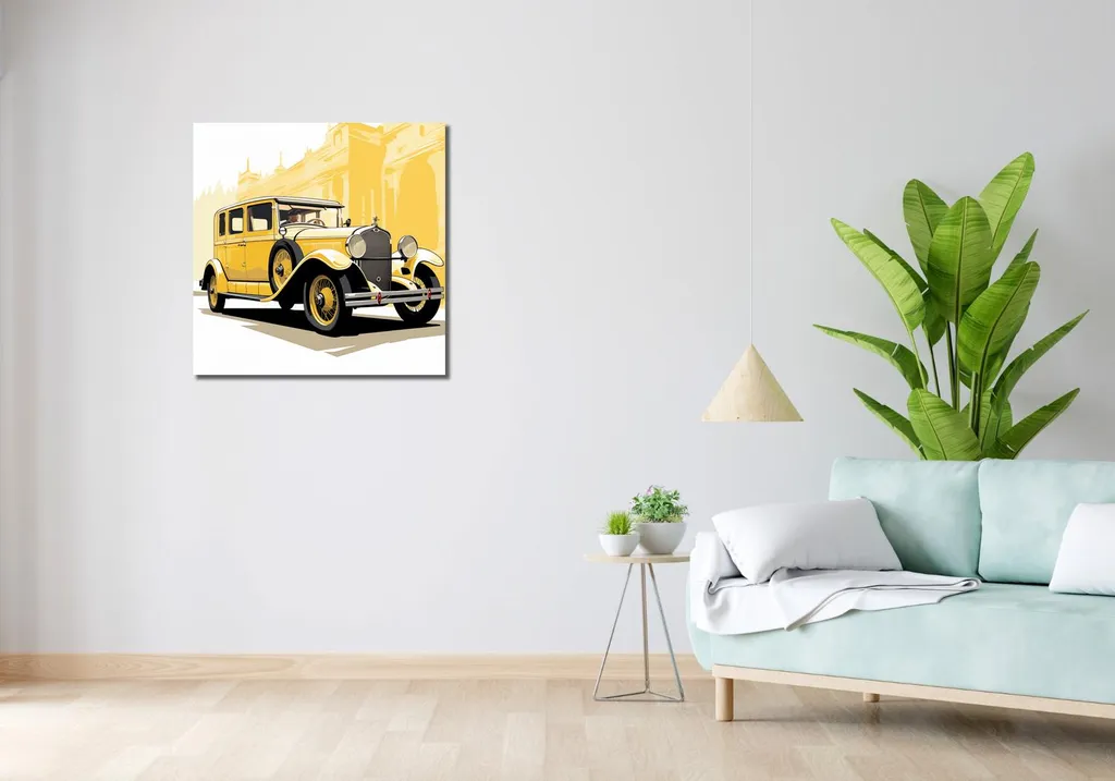 Image Automobile 70 x 70 cm Impression Haute Définition Style Rétro - 2