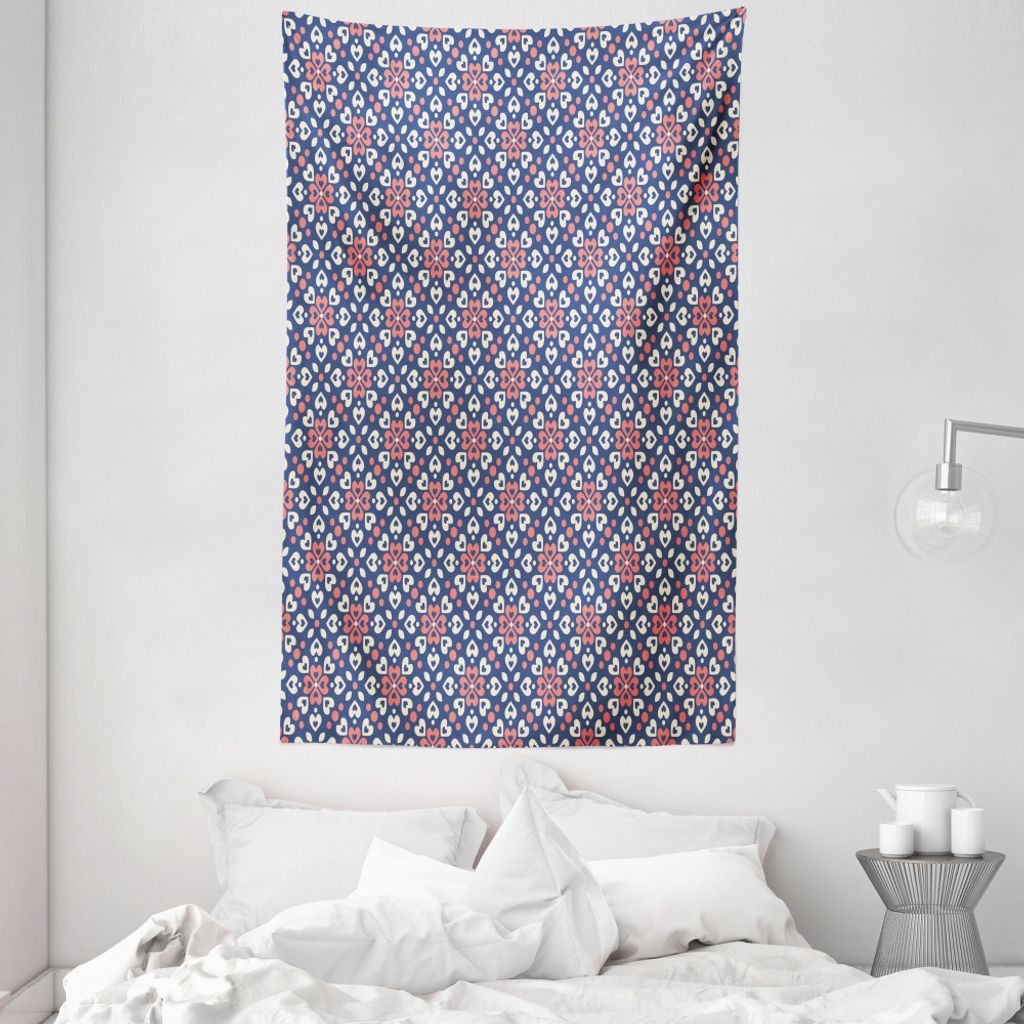 ABAKUHAUS Abstrakt Wandteppich und Tagesdecke, Blumenherz-Mosaik aus Weiches Mikrofaser Stoff Waschbar ohne Verblassen Digitaldruck, 140 x 230 cm, ...