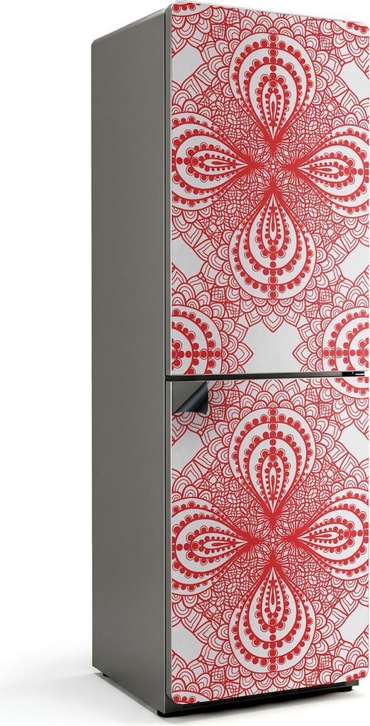 Muster mit symmetrischen Motiven – Magnetische Kühlschrank Abdeckung – Dekorfolie magnetisch Küche – Kühlschrank Magnet Deko – selbstkle...
