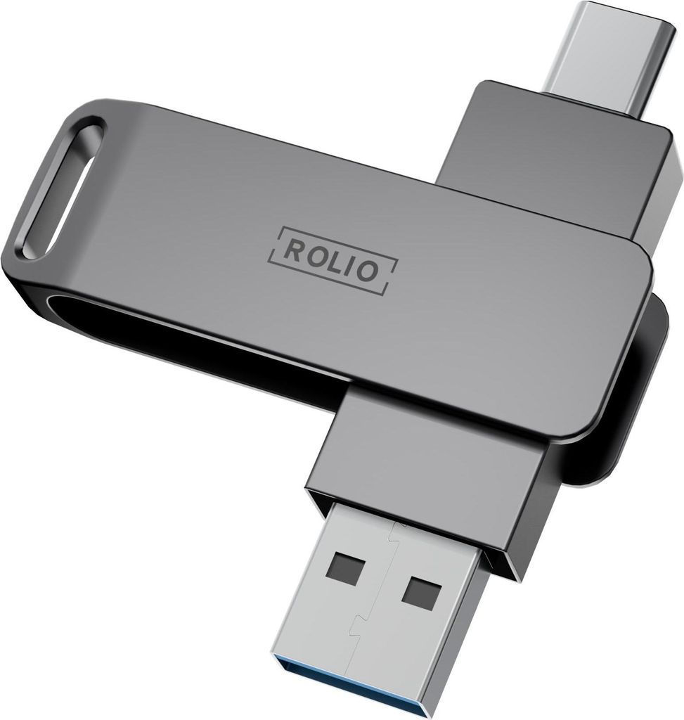Rolio USB Stick 64 GB, USB C und USB A, 800Mbps, USB 3.0, Plug & Play, Universal, geeignet für alle Laptops / Smartphones / Tablets