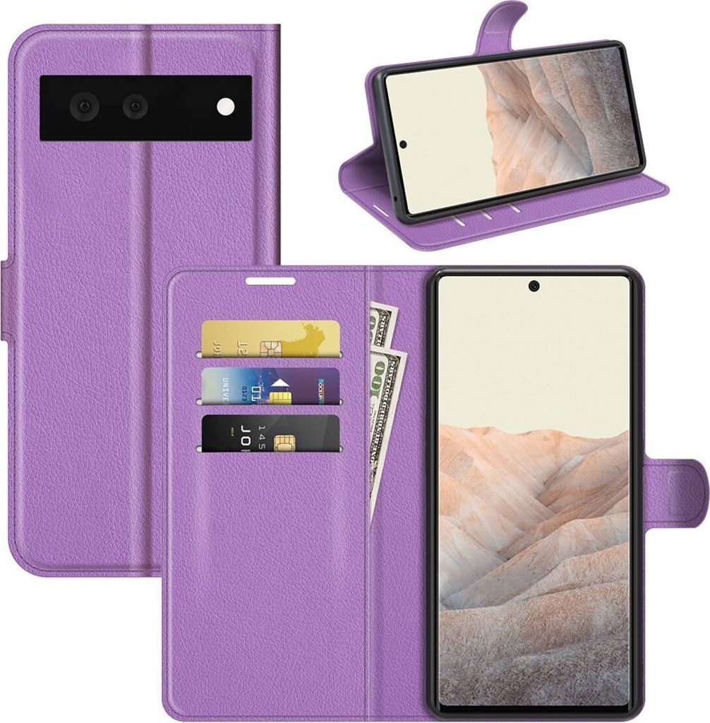 König Design Hülle kompatibel mit Google Pixel 6 Kunstleder Handyhülle - Handy Case Violett
