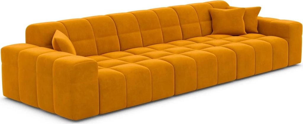 Samtstoff 4-Sitzer Couch Nivara Senf