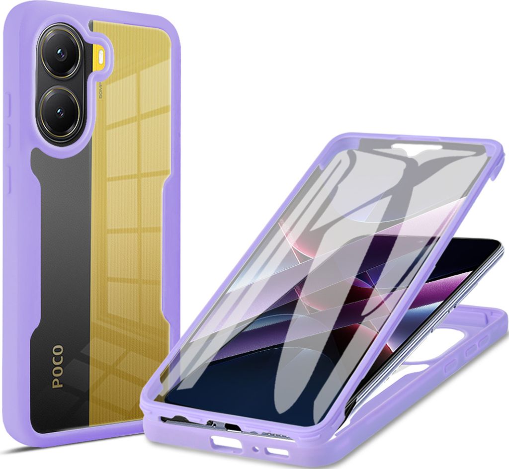 Schutzhülle für Xiaomi Poco X7 Pro/Redmi Turbo 4, Eingebautem Displayschutz 360 Grad Komplettschutz Handyhülle Lila