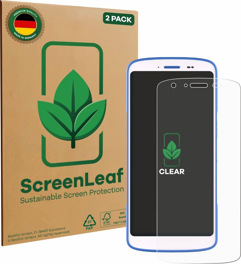 2x ScreenLeaf Schutzfolie für Zebra HC 25 / HC 55 nachhaltiger Displayschutz Display Schutz Folie Klar Transparent