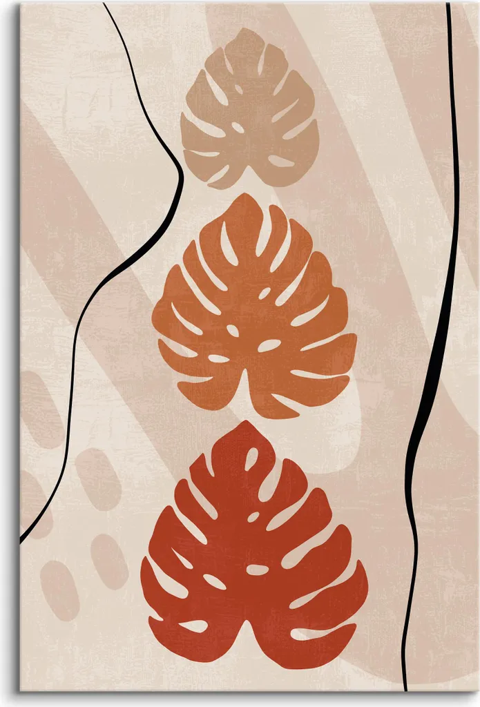 Muralo su tela MONSTERA LEAVES piante astrazione stile boho l. 80cm x h. 120cm - 2
