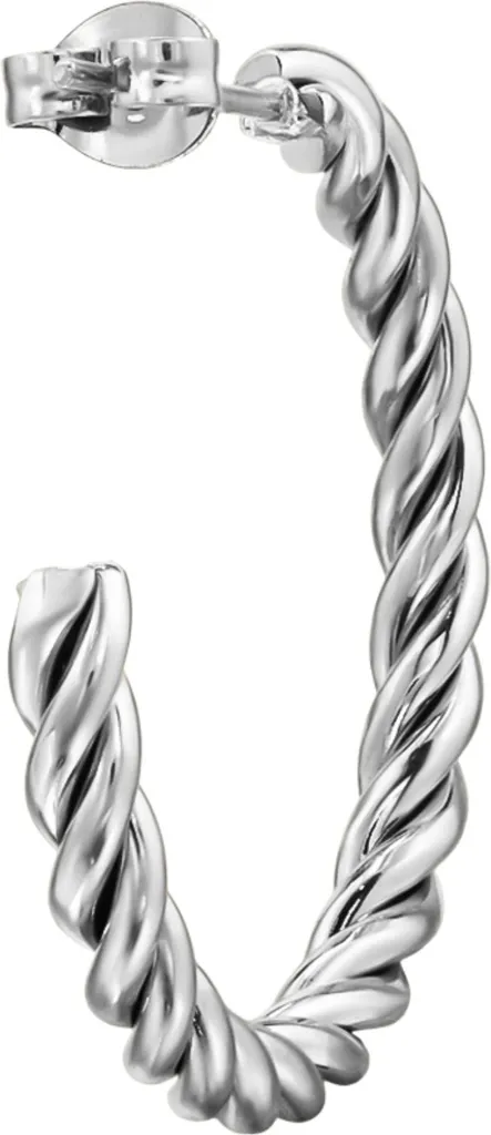 Orecchini a cerchio dormiente in filo intrecciato da 18 mm in autentico argento sterling 925 - Italia