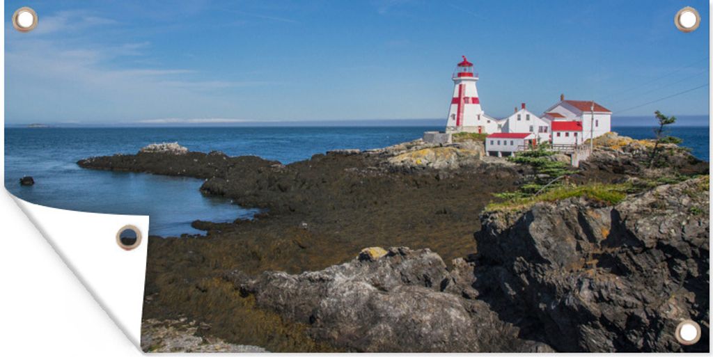 MuchoWow 160x80 cm Outdoor-Poster Gartendeko Sichtschutz Garten Poster für den Garten Der Head Harbor-Leuchtturm auf Campobello Island in der F...