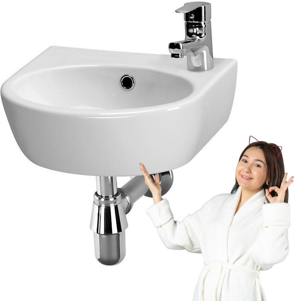 Umywalka Cersanit Parva 40cm ścienna ceramiczna z otworem Zdjęcie produktu 