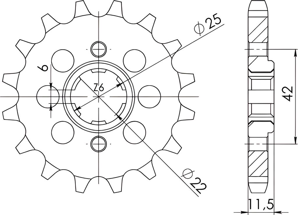Ritzel Supersprox 530 - 16Z CST-289:16|grobverzahnt 22,0/25,0
