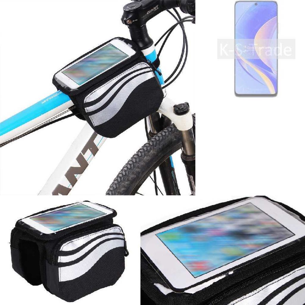 K-S-Trade Rahmentasche Fahrrad-Halterung kompatibel mit Huawei nova Y90 Rahmenhalterung Fahrrad Handyhalterung Fahrradtasche Handy Smartphone