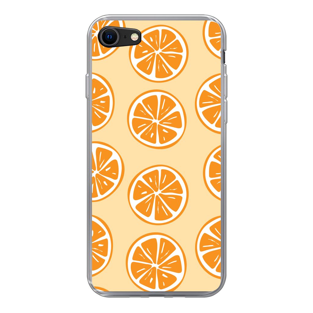 MuchoWow Handyhülle Schutzhülle Hülle für iPhone SE 2022 Obst - Orange - Tropisch Silikon Softcase Handy Hülle - Schutzhülle