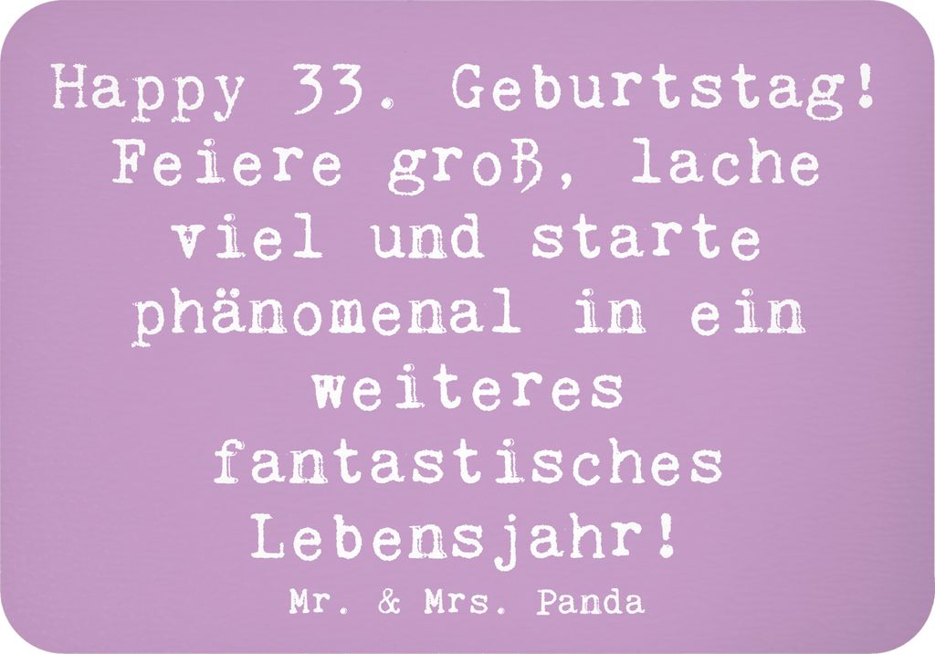 Mr. & Mrs. Panda Kühlschrankmagnet Spruch 33. Geburtstag - Lavendeltraum - Geschenk, whiteboardmagnet, Happy Birthday, Alter, liebevolle Dekoratio...