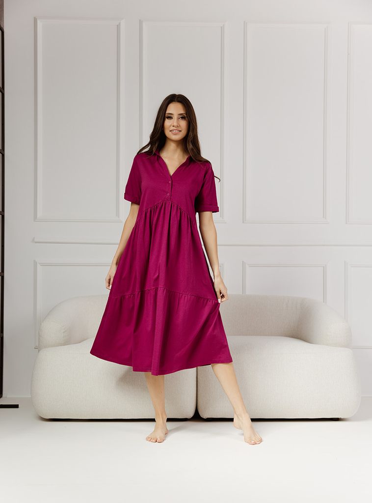 DOLCE SONNO Stillnachthemd - Umstandsnachthemd – Langes Nachthemd für Damen - 100% Baumwolle – Veria Anymone S