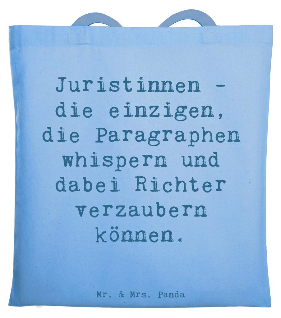 Mr. & Mrs. Panda Schultasche Spruch Juristin Zauber - Sky Blue - Geschenk, Gesetz, Mandanten, Einkaufstasche, juristische Beratung, Baumwollbeutel,...