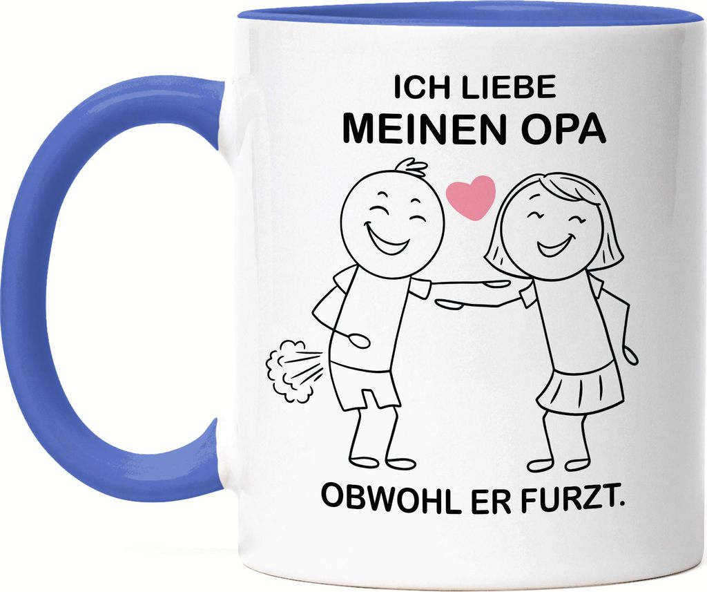 Ich Liebe Meinen Opa Obwohl Er Furzt Tasse Blau Herz Herzensmensch Enkel Großvater Furz Fürze Pups Lieblingsmensch
