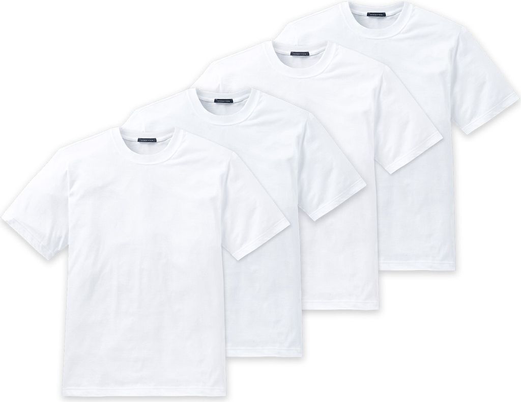 SCHIESSER Herren American T-Shirt 4er Pack - 1/2 Arm, Unterhemd, Rundhals Weiß XL