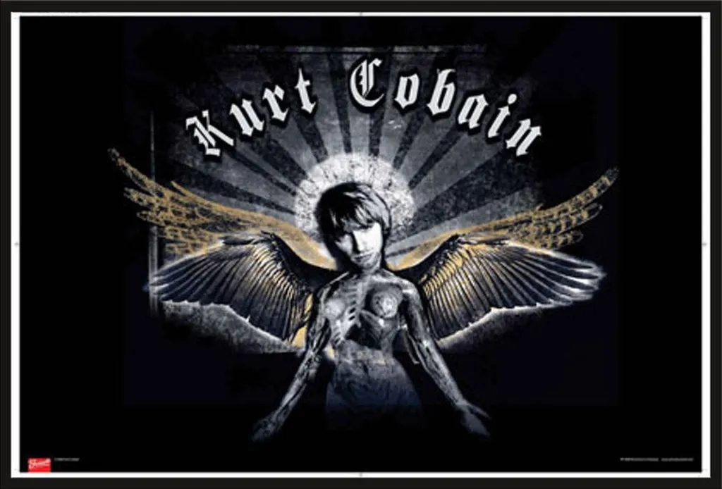 Affiche Kurt Cobain Wings avec Cadre Shinsuke Maxi Noir 61x91,5 cm