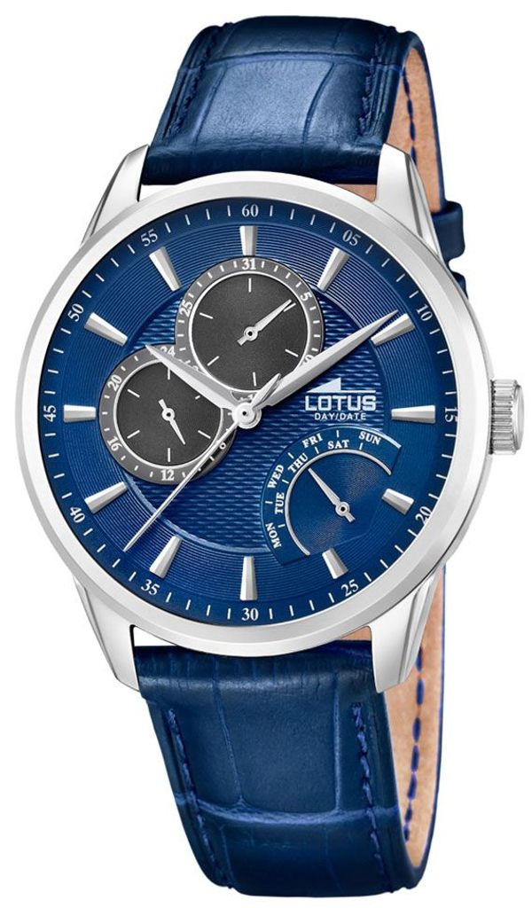 Lotus Herrenuhr 15974/8 Armbanduhr Lederarmband blau Chronograph