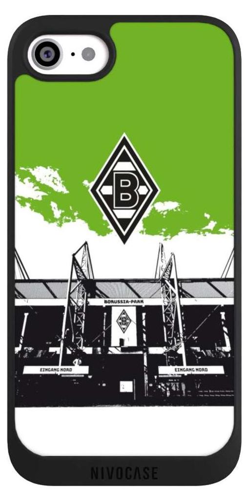 NIVOCASE Handyhülle für Apple iPhone SE (2020) Hülle NIVOpure Case Schwarz Borussia Mönchengladbach Fanartikel Stadion