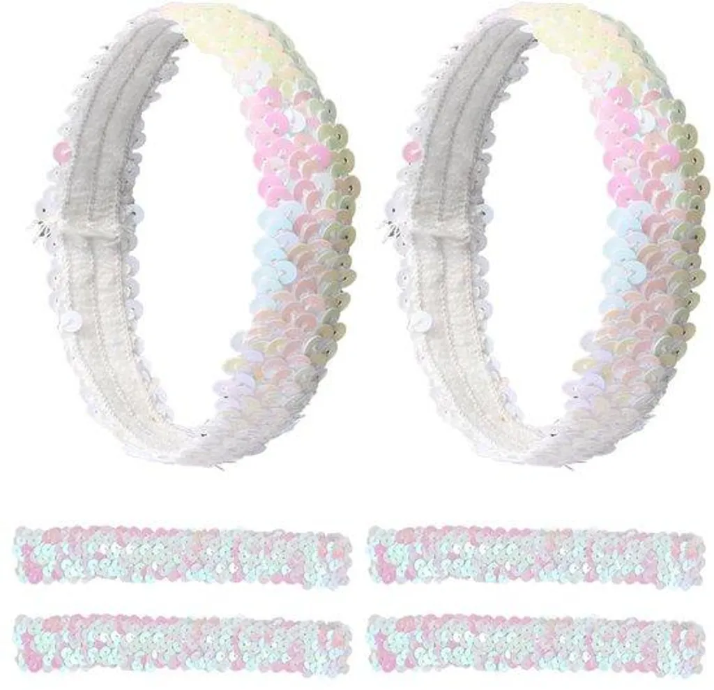 Accessoires pailletés blancs et élastiques - Finition brillante premium
