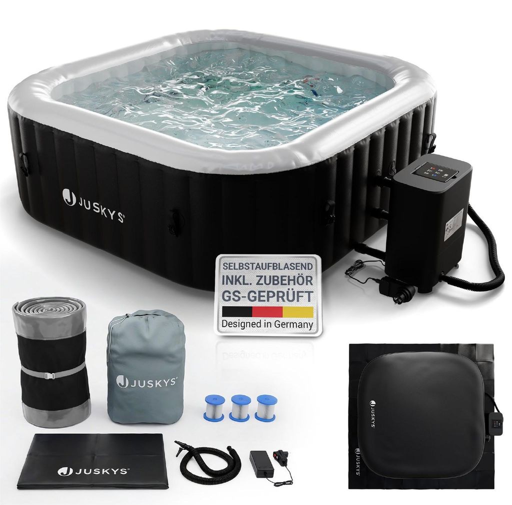 Juskys® Whirlpool SpaLuxe Schwarz/Weiß - 3000W 130 Düsen Produktbild 