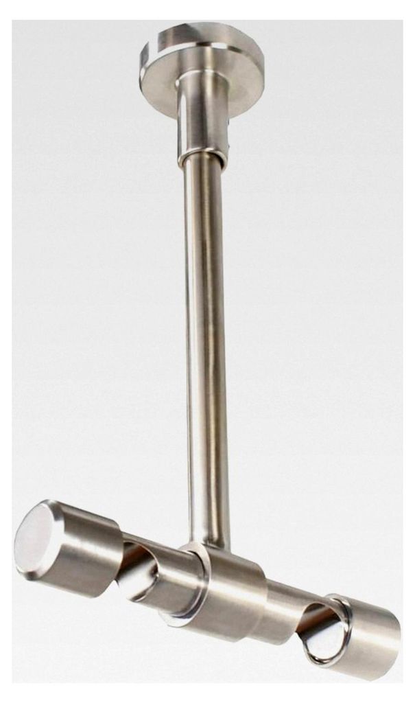 Deckenhalter 2-läufig für 16 mm Gardinenstangen aus Metall in Edelstahlfarbe