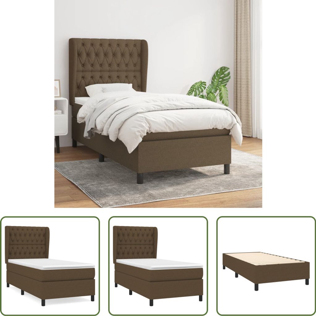 The Living Store Boxspringbett mit Matratze Dunkelbraun 90x200 cm Stoff