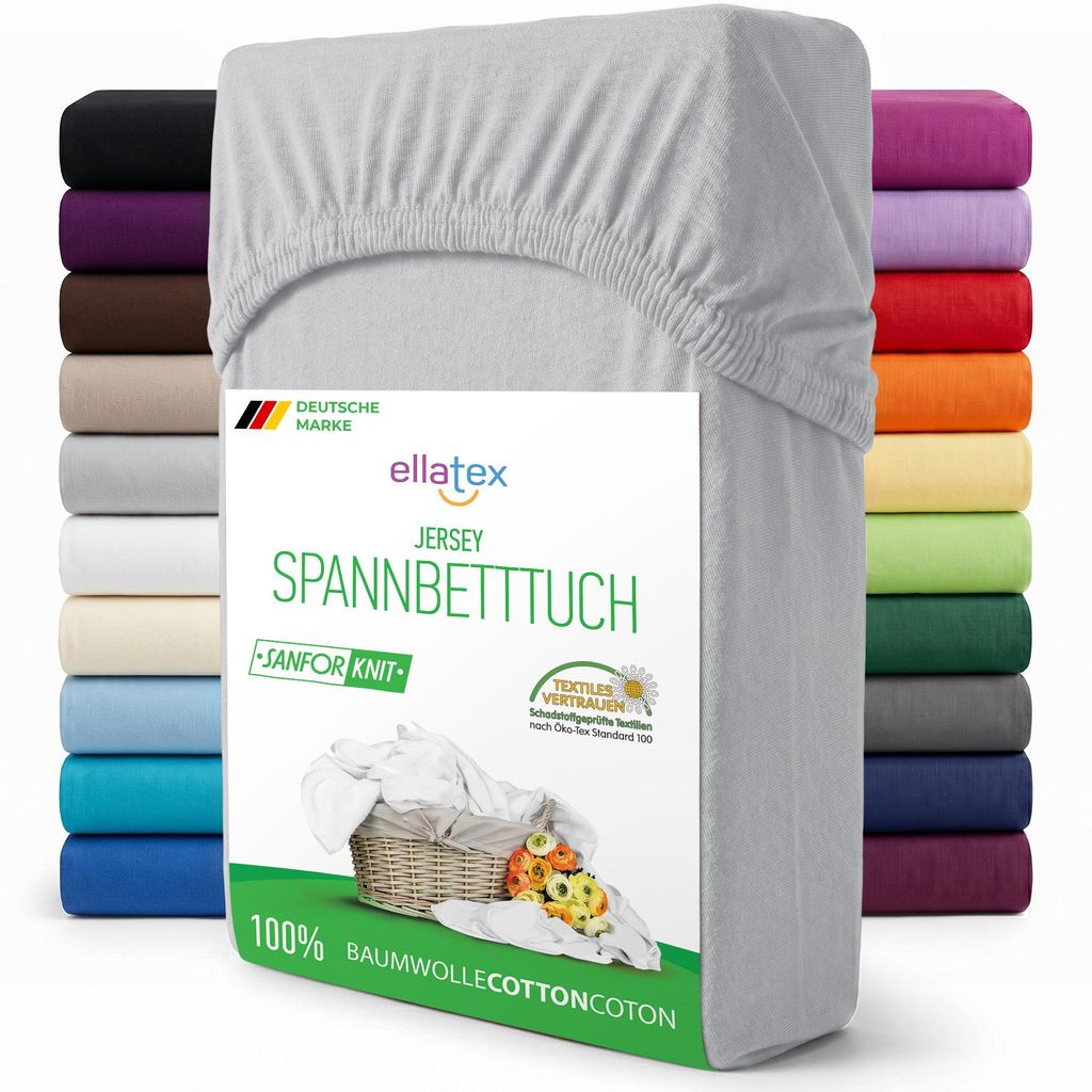EllaTex Jersey Spannbettlaken 120x200–130x200 Baumwolle – Produktbild 