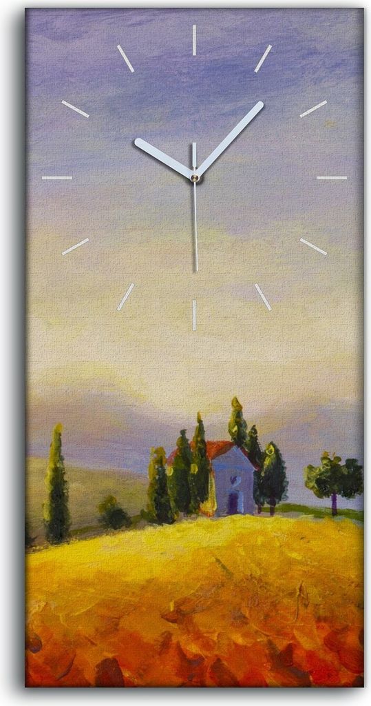 Küche Wohnzimmer Wand Leinwand Uhr 30x60 Ölgemälde Hill Trees Landschaft - weiße Hände