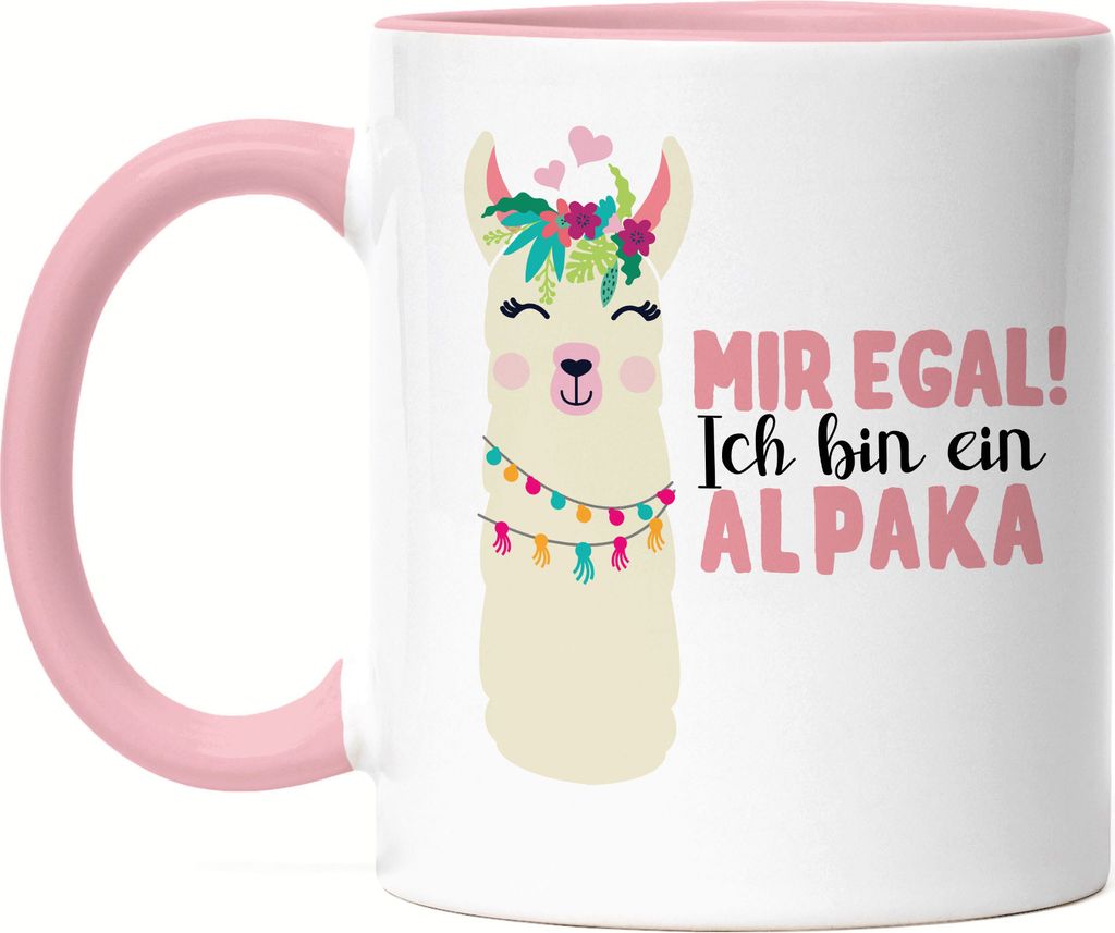 Mir Egal Ich Bin Ein Alpaka Tasse Rosa Süßes Alpaka Motiv Geschenkidee Alpaka-Fans
