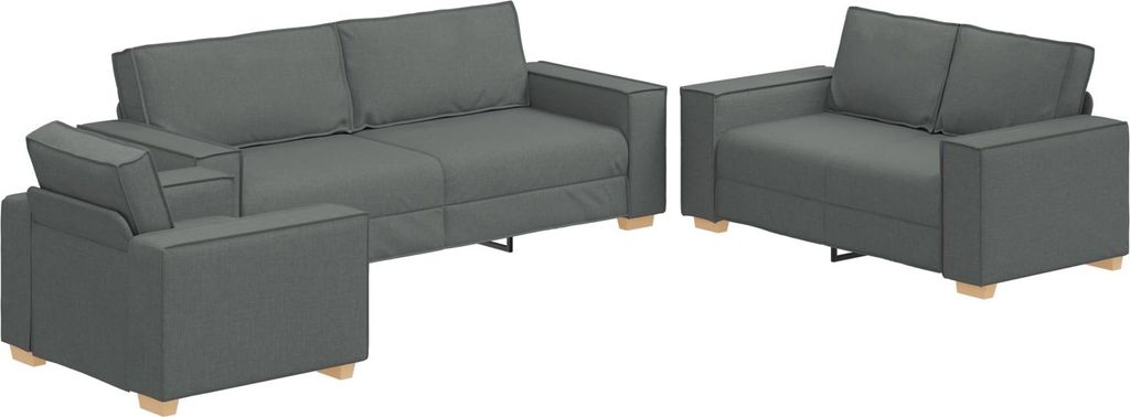 Möbel 3-tlg. Sofagarnitur mit Kissen Dunkelgrau Stoff - Klassische Sofas 3324610