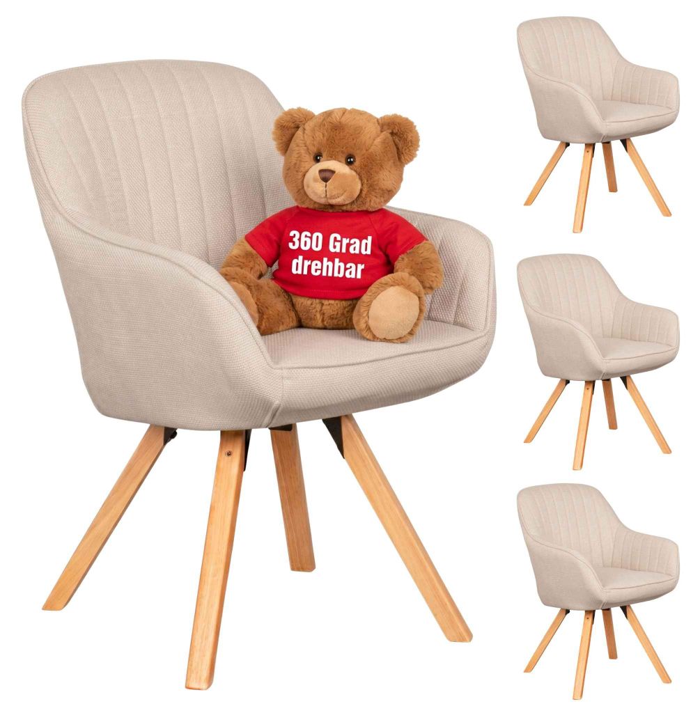 Mr. Deko Esszimmerstühle 4er Set Matera beige drehbar mit Produktbild 
